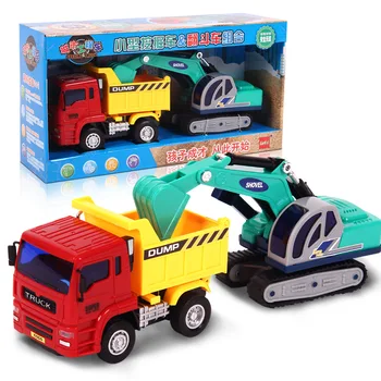 2v1 Deti Hračka Vozidla Auto Nastaviť bager A tip nákladných vozidiel Truck Dieťa Hrať Medziročne Auta Vzdelávacie Inžinierstva Kamión S Color Box