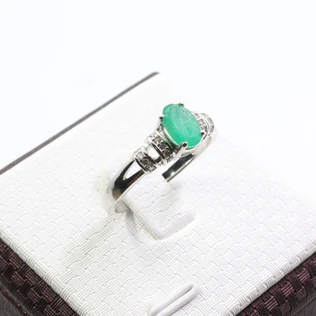 Klasické emerald strieborný prsteň pre ženu, 5 mm * * * * 7 mm prírodné emerald krúžok pevné 925 sterling silver emerald jemné šperky dievča, darček