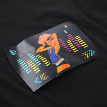 Letné Ženy tshirts Zvuk Activited DJ Dievča LED Tričko Unisex Pohode Bežné Black Zábavné Strana 2021 Lesk Topy