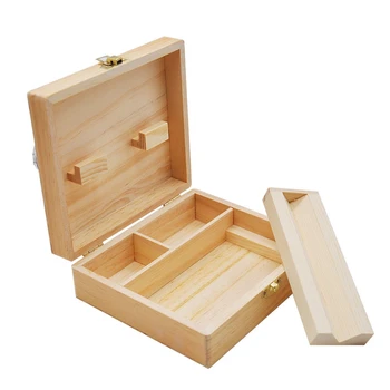 Drevené Úložný Box Dĺžka s Táckou Prírodné Ručne vyrábané Drevené Tabaku a Tvarovky s Bylinné Úložný Box