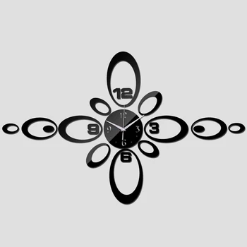 Podpora nový príchod 3d zrkadlo Akrylátové nástenné hodiny Quartz domova black limited sledovať umenie nálepky trezor