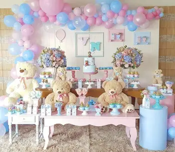 141pcs balóny s Ružová a Modrá Geveal Balóny s Príslušenstvom pre Rodovú Odhaliť Chlapec alebo Dievča, Párty, Baby Sprcha.