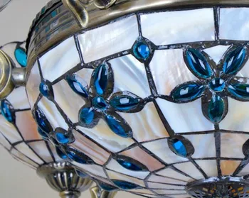 Modrá Kvetina Čriev Luster Shell Kryt Povrchovú Montáž Stropné Svietidlo Európskeho Stredomoria Závesné Lampy