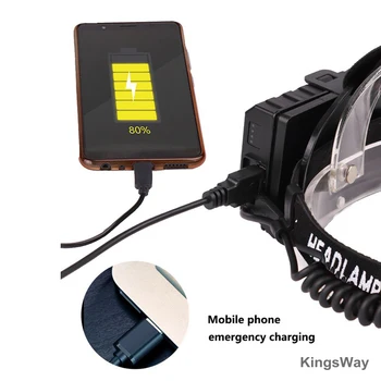 XHP70 Svetlomet Dobíjacie USB Super Jasné Merateľné Svetlomet 8000 Vysokej Lumen Hlavu Baterka Led Vodotesný Camping