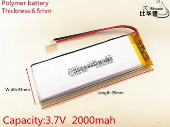 Li-po 3,7 V 2000mAh 653495 Lithium Polymer Li-Po li ion Nabíjateľnú Batériu buniek Pre Mp3 MP4 MP5 GPS