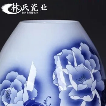 Jingdezhen Keramiky, Ručne maľované Blue-and-white Krajina Bubon Fľašu s Kvetinou Usporiadanie Fukuoka Fľašu