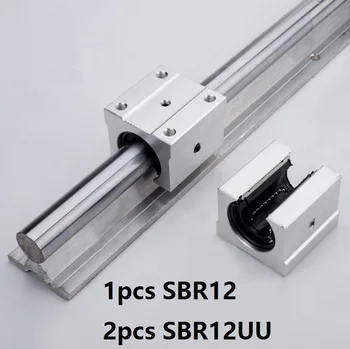 1pcs SBR12 1000mm/1100 mm/1200mm/1300mm/1400mm/1500mm sprievodca podporou lineárne železničnej + 2ks SBR12UU bloky pre cnc router