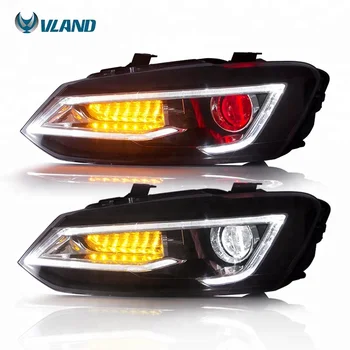 Auto Predné Svetlo na VW Polo Svetlometu 2011-2017 LED Vedúci Svetlo s Pohyblivými Signál+DRL s Demon eyes