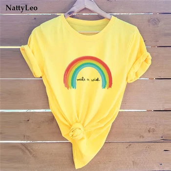 S-5XL Ženy Plus Veľkosť T-tričko bavlna Módne Rainbow Print T Shirt O Krk Krátky Rukáv Tees Letné Oblečenie pre Ženy Tričko