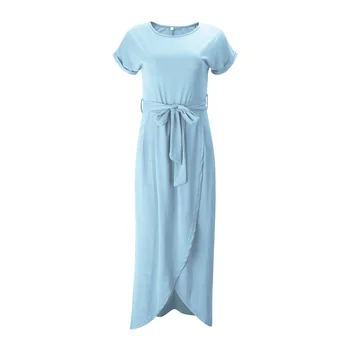 MRMT 2021 Úplne Nové dámske Šaty s Krátkym Rukávom Kolo Krku jednofarebné Šaty pre Ženy Nepravidelný Šaty