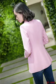 Módne Dámske Ružové Blejzre Ženy Bundy Kabáty Dlhý Rukáv Elegantné Pracovné Oblečenie Oblečenie Office Jednotné Vzory