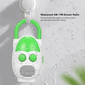 Hudba AM FM Módne Batérie Powered Domov Sprcha Rádio Darček Kúpeľňa Veľké Tlačidlo Vložiť Kartu Najvyššie Rukoväť Mini Vodotesný Reproduktor