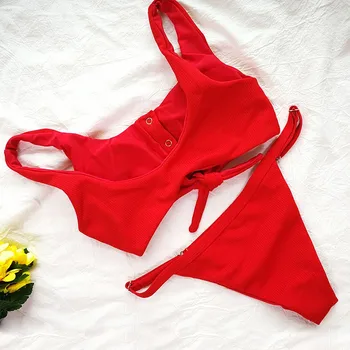 BFUSTYLE Červená Luk uzol Bikini 2019 Pláži Plavky Leto Ženské Plavky Bikiny Žien plavky Maillot De Bain