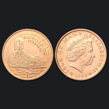 Isle of Man 1 Pence Mince 2002 Reálne Pravý Originál Mince Comemorative Mince Zbierku Vzácnych Unc