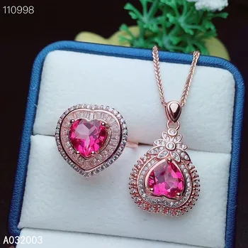 KJJEAXCMY Jemné Šperky 925 sterling silver vykladané prírodné ružové topaz ženský prsteň prívesok nastaviť luxusné Podpora detekcie