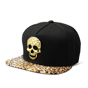 Kovové Drahokamu Zlato Skull Logo šiltovky Hip Hop Klobúky Gorras Bavlna Snapbacks Casquette Nastaviteľné pre Mužov, Ženy Okraj