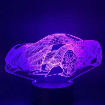 3D Nočné Svetlo Športové auto pre Chlapca Darček Spálňa Lampara Nočné Svetlo USB 3D Dotykový Snímač Nočné Svetlo Led Pre Deti Nightlights