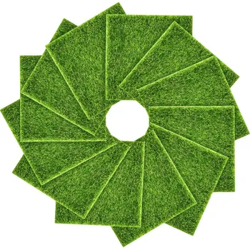 Umelé Garden Grass, Život-Ako Víla Umelý Trávnik 6 X 6 Palcov Miniatúrne Ozdoby Záhradný Domček Pre Bábiky Diy Tráva(12 Pac