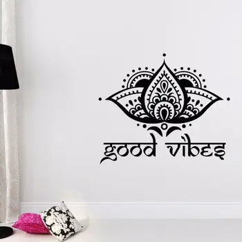 Dobré Vibrácie Stenu, Nálepky Domova Yoga Studio Stenu Vymeniteľné Lotosový Kvet Stene Plagát Lotus Style Wall Art Nástenné AY047