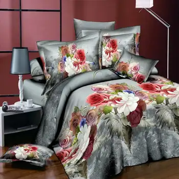 Farebné Pivónia Kvet, domáci Textil, 3D Sady posteľnej bielizne Bavlna Panther4 Ks Obliečky Kryt Nastaviť Plochý List Obliečky na Vankúš