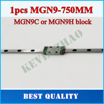 9 mm Lineárny Sprievodca MGN9 L= 750mm lineárne železničnej cesty + MGN9C alebo MGN9H Dlhé lineárne prepravu pre CNC X Y Z Osi