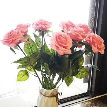 12pcs/veľa Umelé Kvety Latex Skutočný Dotyk Ruže, Kvety, Svadobné Kytice Domov Stranou Falošný Kvety Decor Rose Party Dodávky