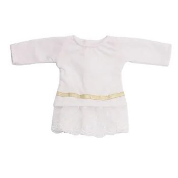 Bábiky oblečenie Jednoduché dlhým rukávom biele šaty hračka príslušenstvo 18-palcové Dievča bábiku a 43 cm baby doll c229