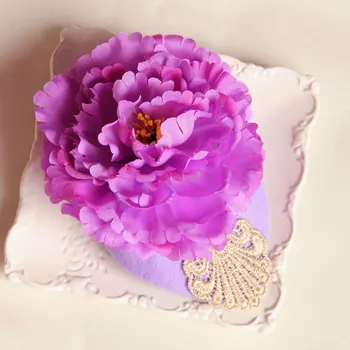 Princezná lolita vlasy príslušenstvo Vintage fialový kvet vlasy pin lady malé krajky klobúk dámsky klobúk šaty strany homburg FJ-09
