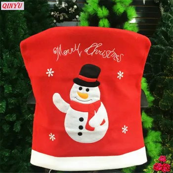 2017 Vianočné domáce dekorácie tabuľky, stoličky Kryt dekorácie Santa Claus snehuliak Red Hat Stoličke Zahŕňa Strana navrhne 7Z