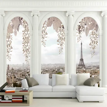 Vlastné 3D classic Europe architektúry nástennú maľbu, tapety Európskej palác arch TV pohovkou, spálňa pozadí steny papier vysokej kvality