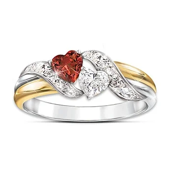 Módne Trendy Roku 2020 Hit Dvojité Srdce šperky Red Crystal Prsteň Snubné Prstene pre Ženy Roztomilý Zapojenie Šperky