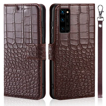 Luxusné Kožené puzdro Flip Krokodíla Textúru pre Huawei Honor 30pro Shockproof Telefón Prípade
