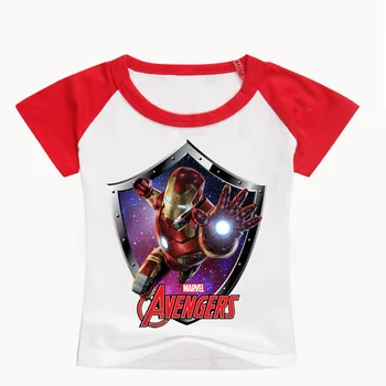 Letné Cartoon Marvel Avengers Iron Man Print T Shirt Dieťa Boys Dieťa Deti Chlapci Dievčatá T-Shirts Oblečenie Bavlna Tees Batoľa Topy