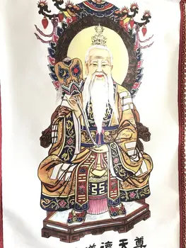 Taoistická portrét Taiqing morálky Tianzun portrét Zarámovaný portrét Sanqing patriarcha portrét Taoistických portrét Boh socha