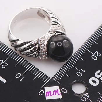 Black Pearl Módne Ženy 925 Sterling Silver Ring F710 Veľkosť 6 7 8 9 10