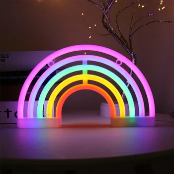 LED Rainbow Light Neónový nápis Nočné Svetlo Stene Visí Rainbow Neónové svietidlo Pre Domáce Dekorácie LED Dúhová Lampa Vianočný Dekor