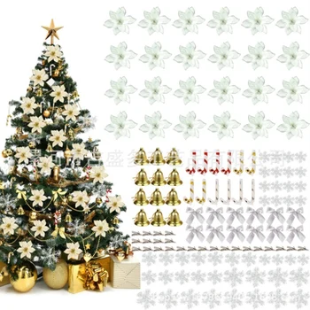 120Pcs Zlaté Ozdoby na Vianočné stromčeky uvedené Vrátane Vianočné Lesk Visí Zvončeky na Vianočné Dekorácie, Vence
