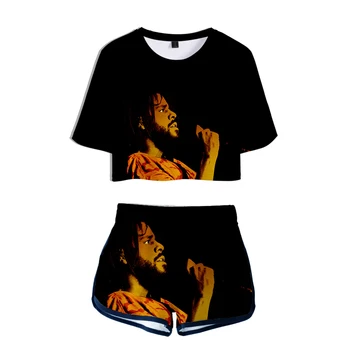 J. Cole Nový Album KOD 3D Vytlačené Ženy Dve Kus Nastaviť Módne Letné Plodín Top+Šortky 2019 Hip Hop Bežné Streetwear Oblečenie