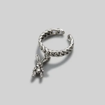 Horúca novinka Európy a Ameriky Originálny Dizajn Retro Krúžok 925 Silver Zajačik Reťazca krúžok pre ženy Party & narodeniny DIY jemné šperky darček