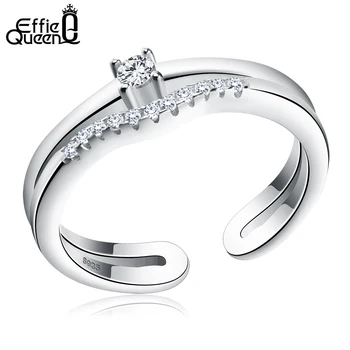 Effie Kráľovná 2018 Luxusné Kráľovná Štýl Cubic Zirconia Ženy Krúžky Skutočné 925 Sterling Silver Ring Módne Ženské Šperky KSR19