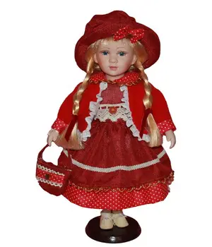40cm červené šaty vidiecke Oblasti Obce porcelánu voľný čas a o dievča bábiku Európskej keramické bábiky štýl domáce dekorácie, Vianočné darčeky