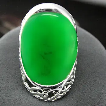Dobrý Svadobné Svadobné 27X33mm Originálne Pevné 925 Sterling Zelená gem Veľkosť Prsteňa 7/8/9/10# klenot kameň 925 Šperky