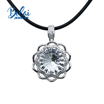 Bolaijewelry,Biela quartz prívesok prírodné star rez drahokam s 925 sterling silver a kožené akord pre ženy, jemné šperky