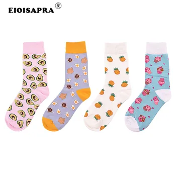 [EIOISAPRA]Zime Jeseň Teplé Kawaii Ženy Ponožky Harajuku Farebné Karikatúra Roztomilý Potravín Avokádo, banány, Ananás, Candy Zábavné Ponožky Sokken