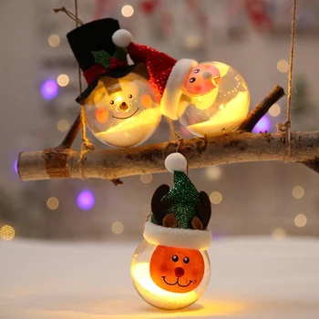 Romantické Vianoce 8cm Santa Claus Snehuliak Elk Inovatívne Plastová Guľa s ľahkou Strany Strom Ornament