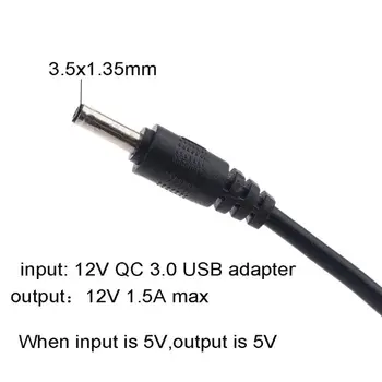 Doprava zadarmo, QC 3.0 USB DC 12V 1,5 A 3.5x1.35mm Krok Kábel usb Power Boost Linka Pre WiFi Router LED Pásy a viac 12V Zariadenia