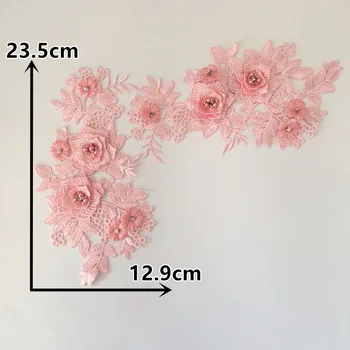 Nové dorazí 3D kvet Čipky Textílie Golier Na Vyšívanie ABS pearl Venise Čipka na Výstrihu Nášivka DIY Šitie Šiat, Doplnkov