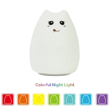 Silikónové Dotykový Snímač s LED Nočné Svetlo 7 Farieb, Mačka, Králik LED USB LED Nočné Lampy Spánku LED Lampa Pre Deti Baby Deti