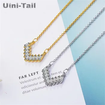 Uini-Chvost new horúce 925 sterling silver geometrie micro-intarzované náhrdelník Kórea jednoduché temperament malé čerstvé náhrdelník veľkoobchod