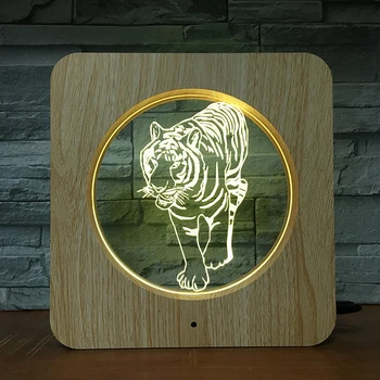 Tiger Zvierat Farby Home 3D LED Plastové Nočné Svetlo DIY Prispôsobené Lampa stolná Lampa Deti Farby Darček Domova DropShipping 2097